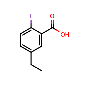 Chemical structure of 5-ethyl-2-iodobenzoic acid , CAS 1227856-43-0, AChemBlock O29417