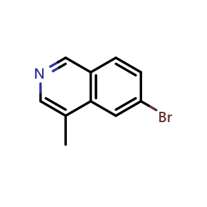 Chemical structure of 6-bromo-4-methylisoquinoline , CAS 958880-28-9, AChemBlock O29420