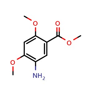 Chemical structure of methyl 5-amino-2,4-dimethoxybenzoate , CAS 70752-22-6, AChemBlock O29423
