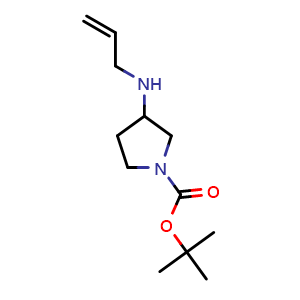 Chemical structure of tert-butyl 3-(allylamino)pyrrolidine-1-carboxylate , CAS 1357946-24-7, AChemBlock O29425