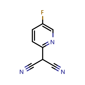 Chemical structure of 2-(5-fluoropyridin-2-yl)malononitrile , CAS 1870747-65-1, AChemBlock O29426