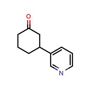 Chemical structure of 3-(pyridin-3-yl)cyclohexanone , CAS 192717-48-9, AChemBlock O29436