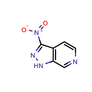 Chemical structure of 3-nitro-1H-pyrazolo[3,4-c]pyridine , CAS 76006-15-0, AChemBlock O29438