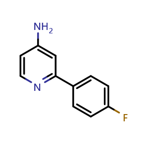 Chemical structure of 2-(4-fluorophenyl)pyridin-4-amine , CAS 886366-09-2, AChemBlock O29444
