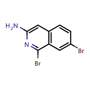 Chemical structure of 1,7-dibromoisoquinolin-3-amine , CAS 925672-86-2, AChemBlock O29494