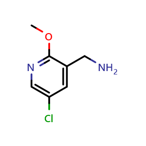 Chemical structure of (5-chloro-2-methoxypyridin-3-yl)methanamine , CAS 1256816-82-6, AChemBlock O29517