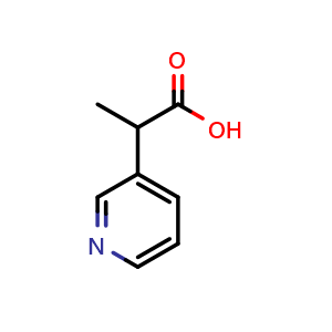 Chemical structure of 2-(pyridin-3-yl)propanoic acid , CAS 90005-62-2, AChemBlock O29526