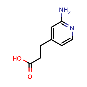 Chemical structure of 3-(2-aminopyridin-4-yl)propanoic acid , CAS 751456-76-5, AChemBlock O29533
