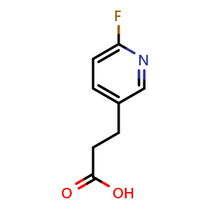 Chemical structure of 3-(6-Fluoropyridin-3-yl)propanoic acid , CAS 944998-15-6, AChemBlock O29534
