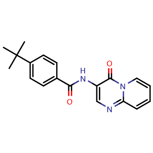 Chemical structure of 4-tert-butyl-N-(4-oxo-4H-pyrido[1,2-a]pyrimidin-3-yl)benzamide , CAS 917748-53-9, AChemBlock O29543