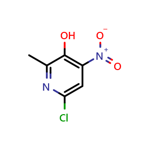 Chemical structure of 6-chloro-2-methyl-4-nitropyridin-3-ol , CAS 1956369-78-0, AChemBlock O29545