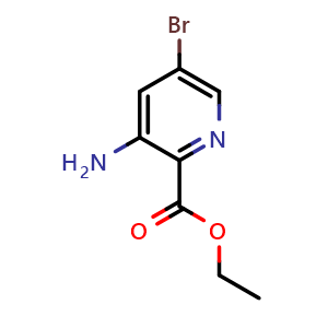 Chemical structure of ethyl 3-amino-5-bromopyridine-2-carboxylate , CAS 1334405-60-5, AChemBlock O29548