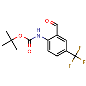 Chemical structure of tert-butyl 4-(trifluoromethyl)-2-formylphenylcarbamate , CAS 212696-38-3, AChemBlock O29557
