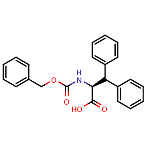 Chemical structure of (S)-2-(benzyloxycarbonylamino)-3,3-diphenylpropanoic acid , CAS 149597-96-6, AChemBlock O29560