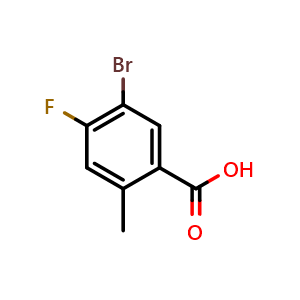 Chemical structure of 5-bromo-4-fluoro-2-methylbenzoic acid , CAS 1427416-33-8, AChemBlock O29561