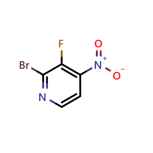 Chemical structure of 2-bromo-3-fluoro-4-nitropyridine , CAS 1807072-92-9, AChemBlock O29567