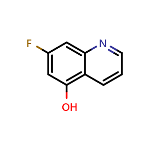 Chemical structure of 7-fluoroquinolin-5-ol , CAS 1261602-78-1, AChemBlock O29571