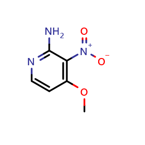 Chemical structure of 4-methoxy-3-nitropyridin-2-amine , CAS 84487-08-1, AChemBlock O29602