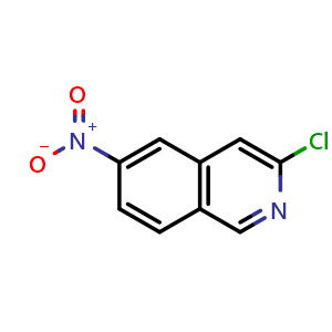 Chemical structure of 3-chloro-6-nitroisoquinoline , CAS 760179-81-5, AChemBlock O29619
