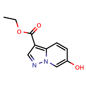 Chemical structure of ethyl 6-hydroxypyrazolo[1,5-a]pyridine-3-carboxylate , CAS 1396762-29-0, AChemBlock O29620
