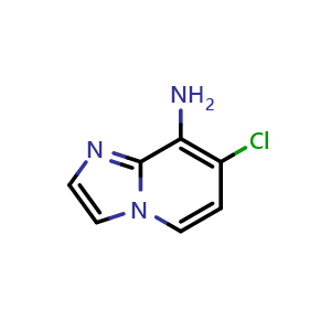 Chemical structure of 7-chloroimidazo[1,2-a]pyridin-8-amine , CAS 1357946-45-2, AChemBlock O29623