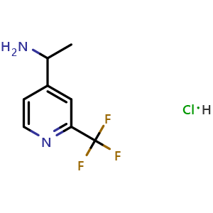 Chemical structure of 1-(2-(trifluoromethyl)pyridin-4-yl)ethanamine hydrochloride , CAS 1951440-08-6, AChemBlock O29624