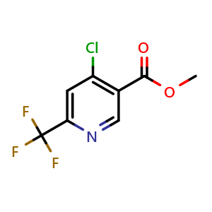 Chemical structure of methyl 4-chloro-6-(trifluoromethyl)pyridine-3-carboxylate , CAS 1211539-36-4, AChemBlock O29643