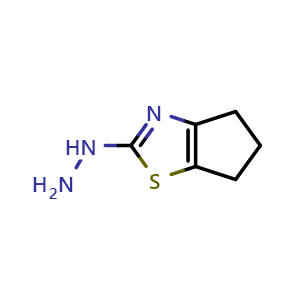 Chemical structure of 1-(5,6-dihydro-4H-cyclopenta[d]thiazol-2-yl)hydrazine , CAS 857022-78-7, AChemBlock O29656