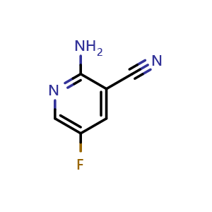 Chemical structure of 2-amino-5-fluoropyridine-3-carbonitrile , CAS 801303-22-0, AChemBlock O29658