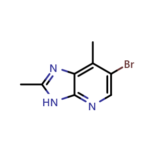 Chemical structure of 6-bromo-2,7-dimethyl-3H-imidazo[4,5-b]pyridine , CAS 954238-09-6, AChemBlock O29669