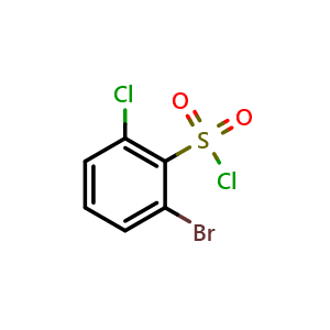 Chemical structure of 2-bromo-6-chlorobenzene-1-sulfonyl chloride , CAS 1261874-16-1, AChemBlock O29699