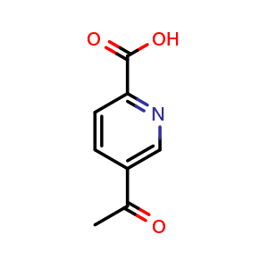 Chemical structure of 5-acetylpyridine-2-carboxylic acid , CAS 65184-39-6, AChemBlock O29701
