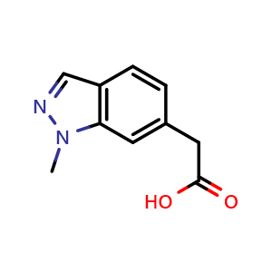 Chemical structure of 2-(1-methyl-1H-indazol-6-yl)acetic acid , CAS 1337880-00-8, AChemBlock O29706