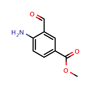 Chemical structure of methyl 4-amino-3-formylbenzoate , CAS 841296-15-9, AChemBlock O29710