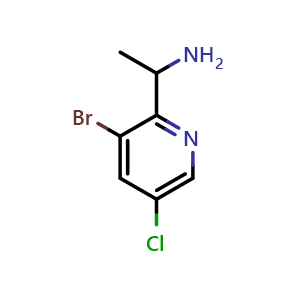 Chemical structure of 1-(3-bromo-5-chloropyridin-2-yl)ethanamine , CAS 1270517-77-5, AChemBlock O29726