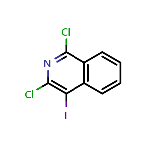 Chemical structure of 1,3-dichloro-4-iodoisoquinoline , CAS 1168136-15-9, AChemBlock O29728