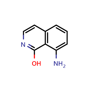 Chemical structure of 8-aminoisoquinolin-1-ol , CAS 216097-69-7, AChemBlock O29742