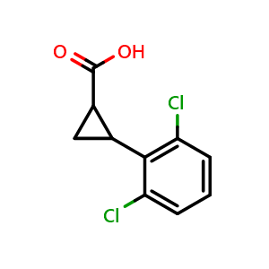 Chemical structure of 2-(2,6-dichlorophenyl)cyclopropanecarboxylic acid , CAS 1157698-73-1, AChemBlock O29755
