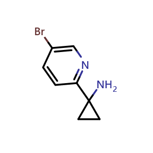 Chemical structure of 1-(5-bromopyridin-2-yl)cyclopropanamine , CAS 944718-22-3, AChemBlock O29766