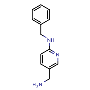 Chemical structure of 5-(aminomethyl)-N-benzylpyridin-2-amine , CAS 864266-49-9, AChemBlock O29774