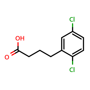 Chemical structure of 4-(2,5-dichlorophenyl)butanoic acid , CAS 855152-60-2, AChemBlock O29782