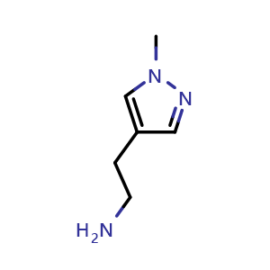 Chemical structure of 2-(1-methyl-1H-pyrazol-4-yl)ethanamine , CAS 796845-58-4, AChemBlock O29786