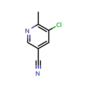 Chemical structure of 5-chloro-6-methylpyridine-3-carbonitrile , CAS 1256835-28-5, AChemBlock O29814