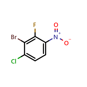 Chemical structure of 2-bromo-1-chloro-3-fluoro-4-nitrobenzene , CAS 1807036-18-5, AChemBlock O29817