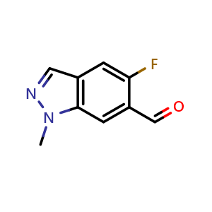Chemical structure of 5-fluoro-1-methyl-1H-indazole-6-carbaldehyde , CAS 1286734-88-0, AChemBlock O29818