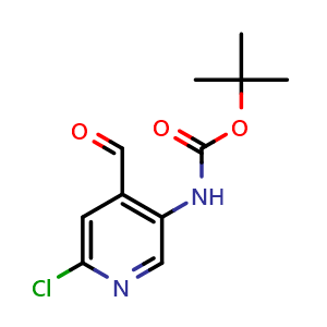 Chemical structure of tert-butyl 6-chloro-4-formylpyridin-3-ylcarbamate , CAS 1238324-67-8, AChemBlock O29820