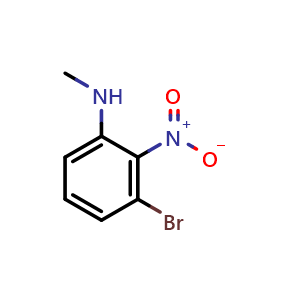 Chemical structure of 3-bromo-N-methyl-2-nitrobenzenamine , CAS 1150617-53-0, AChemBlock O29821