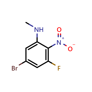 Chemical structure of 5-bromo-3-fluoro-N-methyl-2-nitrobenzenamine , CAS 1396503-81-3, AChemBlock O29826