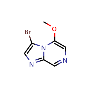 Chemical structure of 3-bromo-5-methoxyimidazo[1,2-a]pyrazine , CAS 91775-61-0, AChemBlock O29831