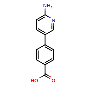 Chemical structure of 4-(6-aminopyridin-3-yl)benzoic acid , CAS 222986-51-8, AChemBlock O29832
